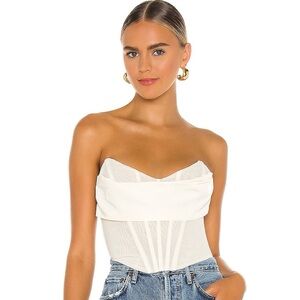 Revolve NBD Hailee Bustier strapless Top in Ivory with silver zipper  XS NWT